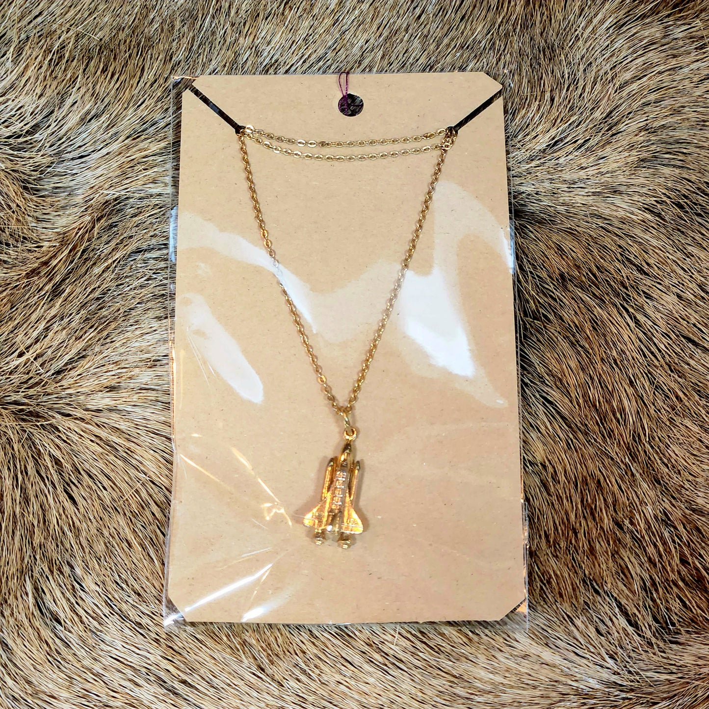 Goldtone Space Shuttle Necklace 16" Pre-Owned