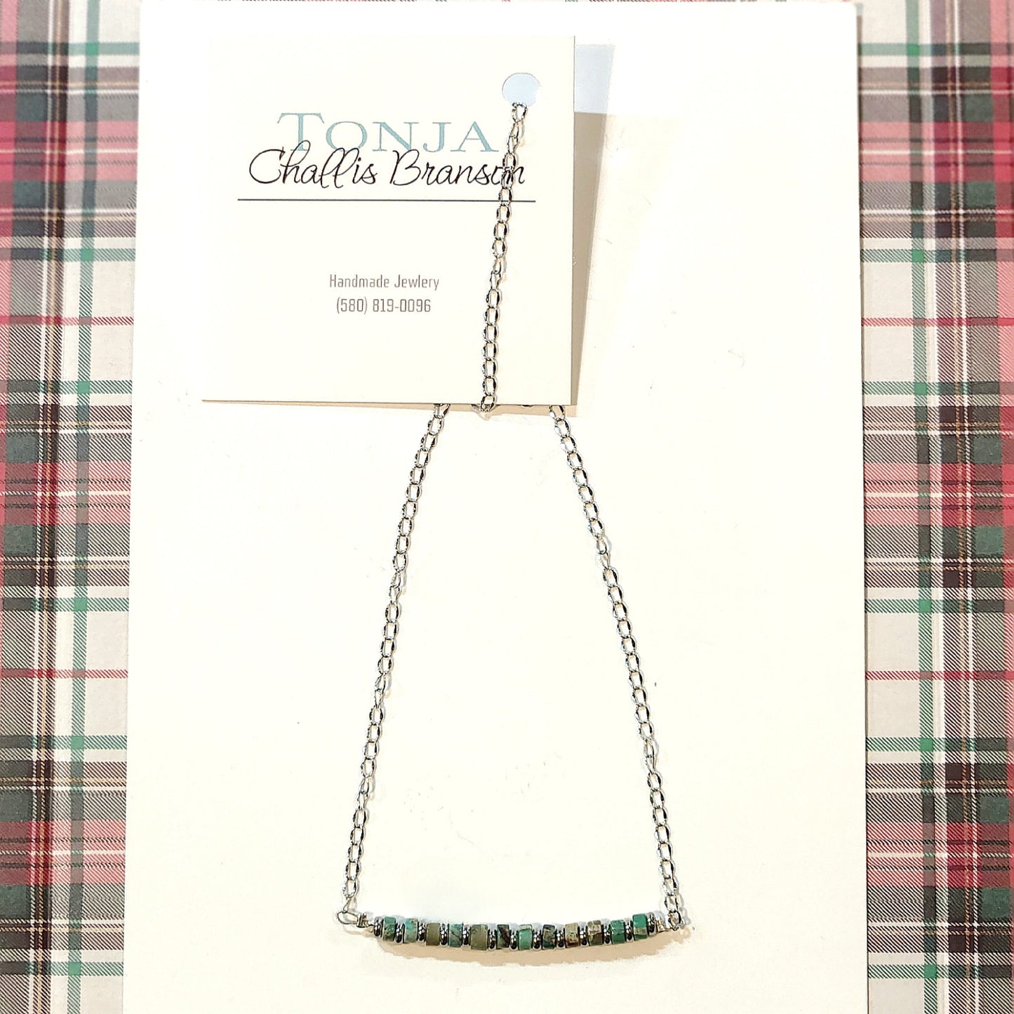 Rondelle Turquoise with Sterling Silver spacers on Sterling Chain